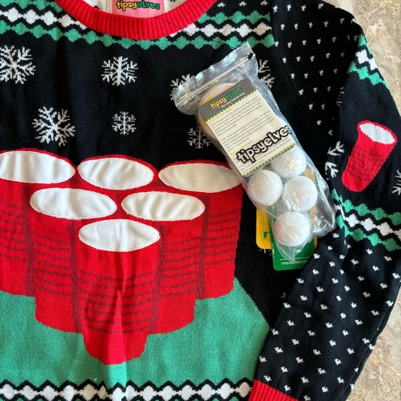 TIPSY ELVES
Long Sleeve Cheer Pong Game Sweater - Picture 4 of 10